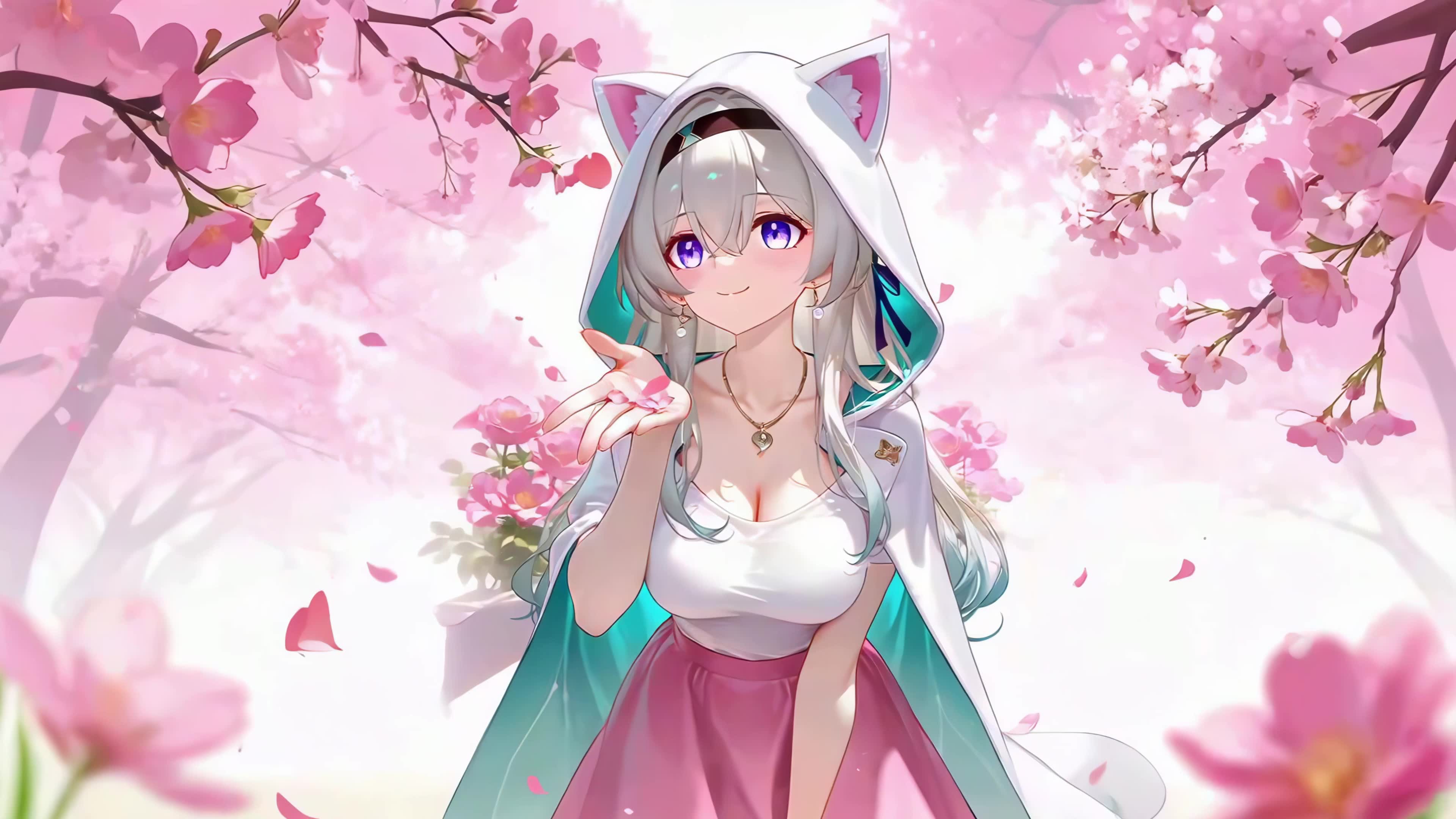 花树下的猫耳女孩