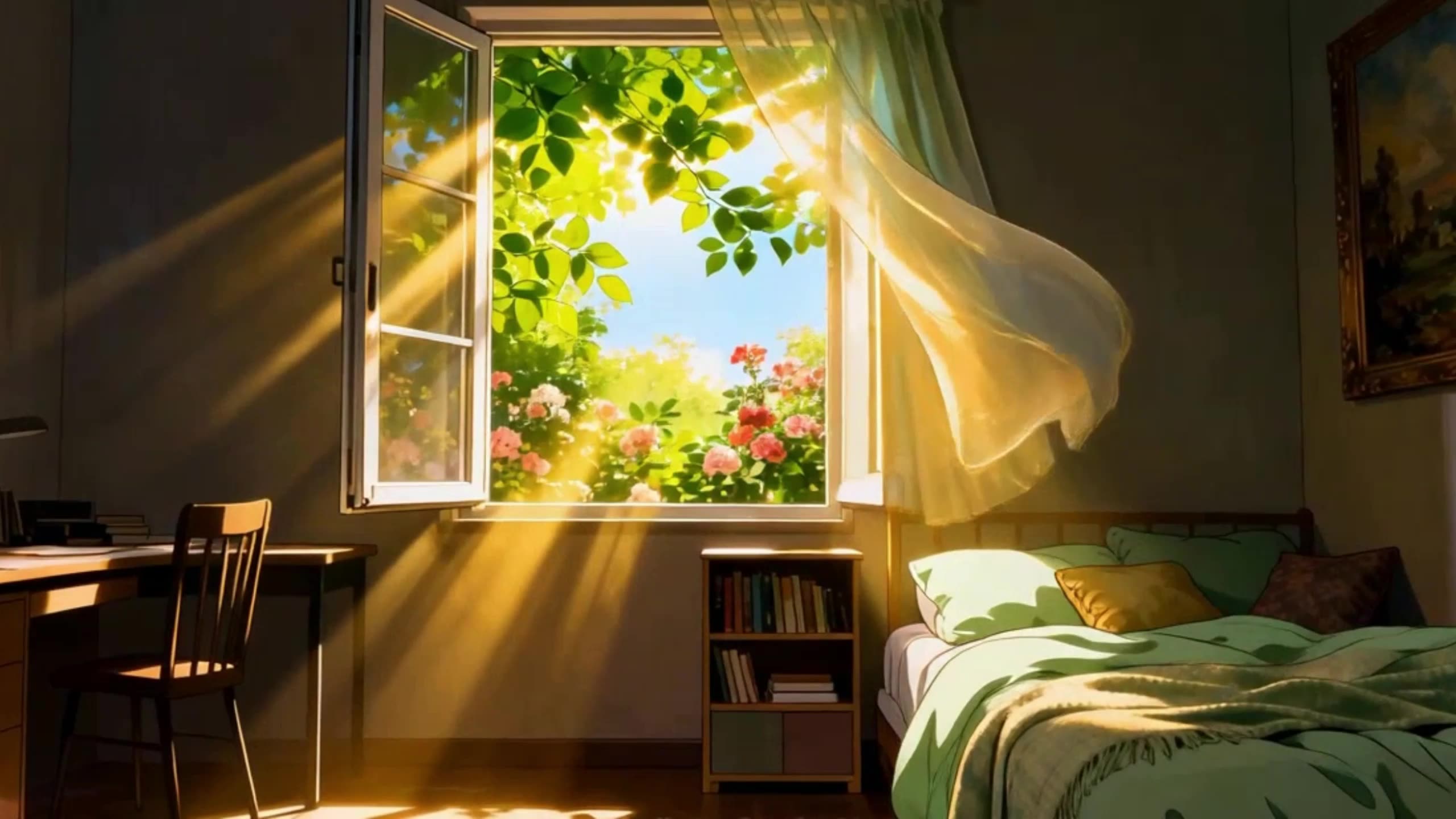 卧室窗外的花