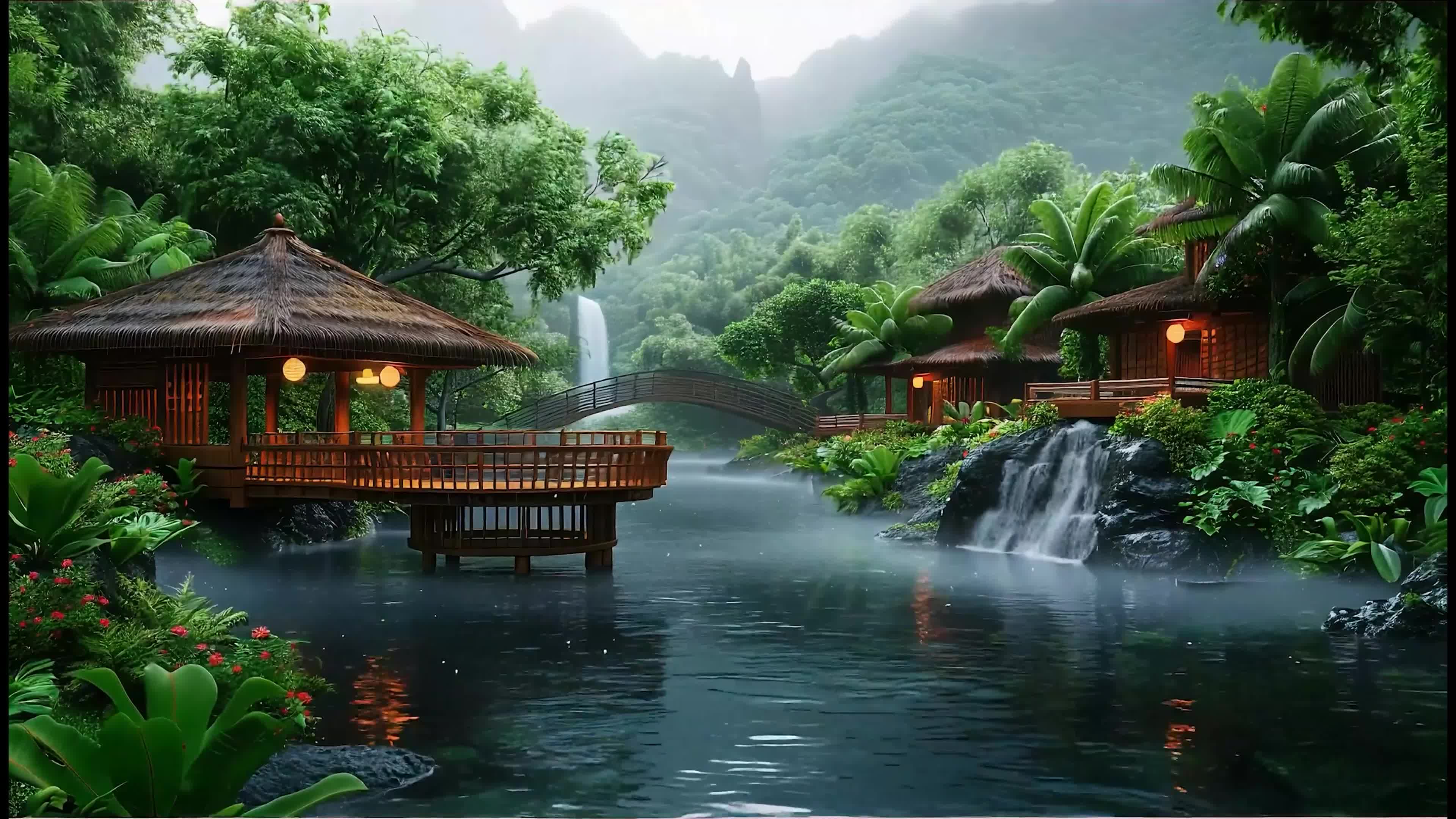 护眼绿景树木河流