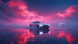4k晚霞海边跑车 动态壁纸 | 作者：渔小小