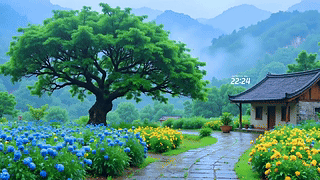 4k雨天的小镇