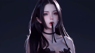 挽发女孩