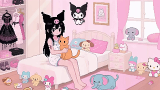 像素动画-粉色系女孩房间