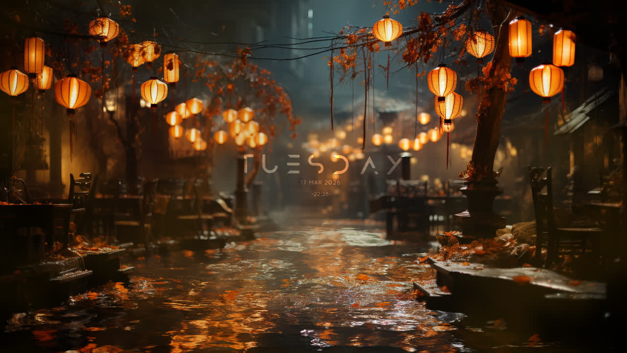 灯笼映照的夜晚庆典/nighttime celebration with lanterns