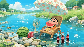 夏日清凉感吃瓜小新