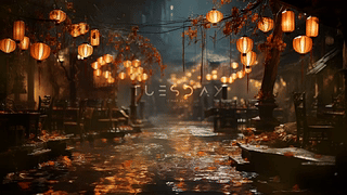 灯笼映照的夜晚庆典/nighttime celebration with lanterns