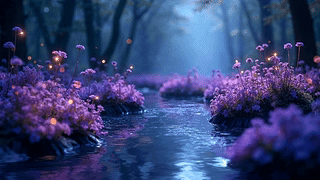梦幻虹彩森林奇境/utopic iridescent forest landscape