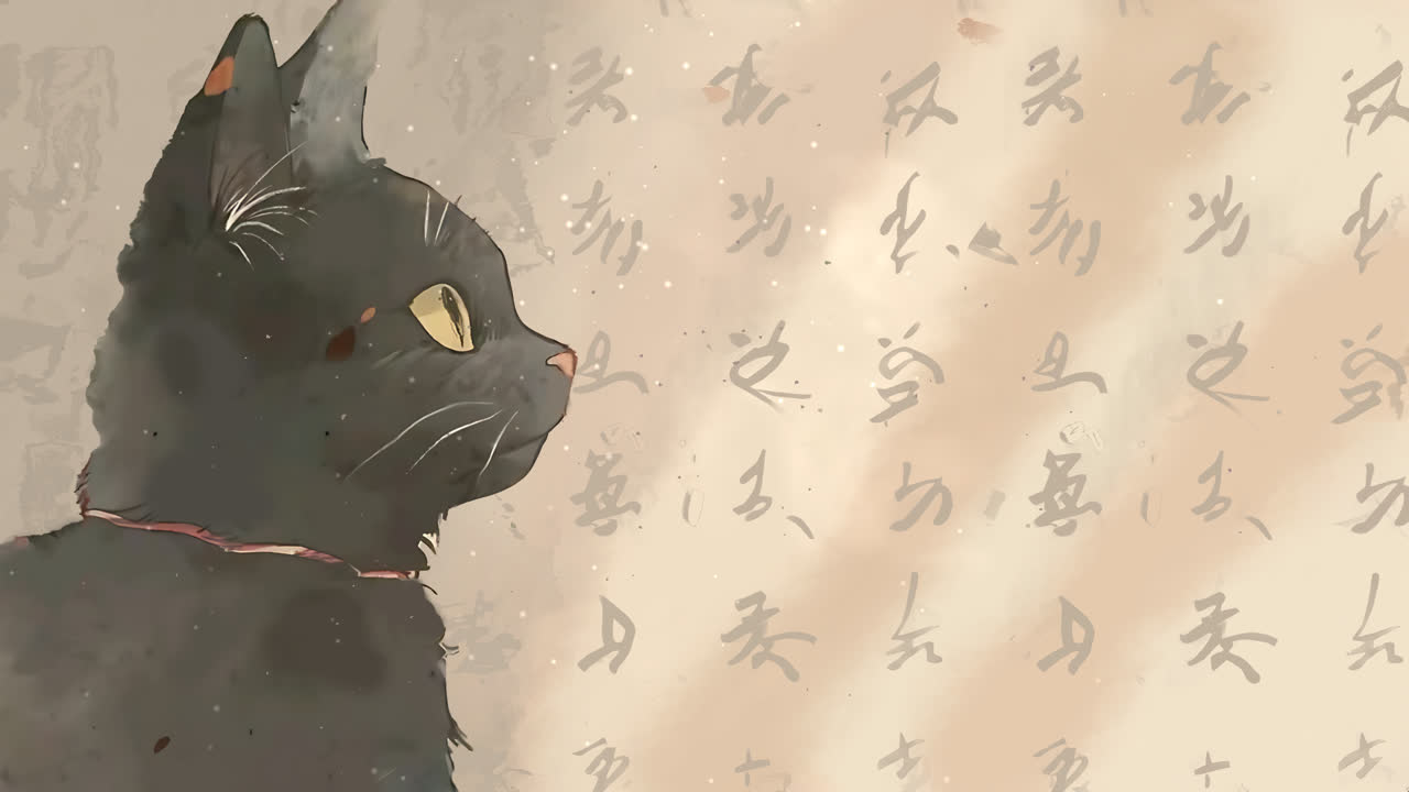 水墨玄猫