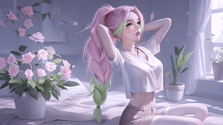 挽发清纯少女