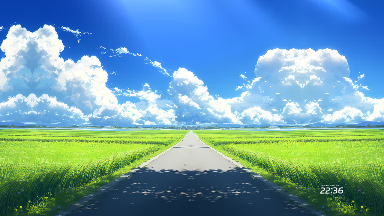田野公路蓝天-带鱼屏