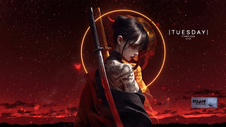 全息武士刀少女4K赛博朋克武士