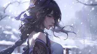 雪中雷电将军《原神》 动态壁纸 | 作者：｡✧MamiXayah✧｡