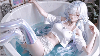浴缸白毛女孩莫宁
