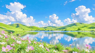 护眼湖镜花草栖岸