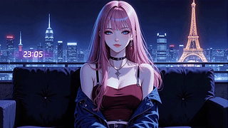 粉发甜酷夜城美女