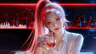酒吧高马尾甜美女孩
