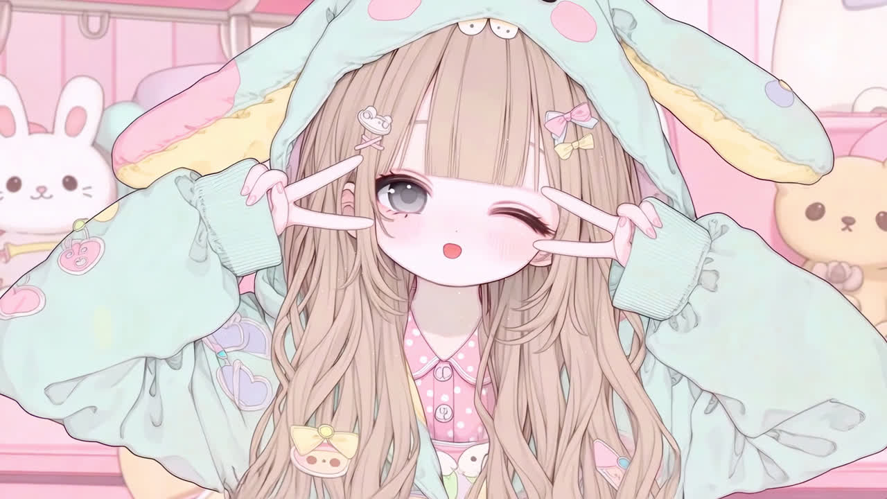 可爱兔耳萝莉小女孩