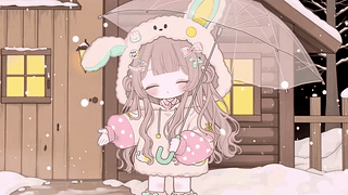 冬日雪夜兔耳女孩