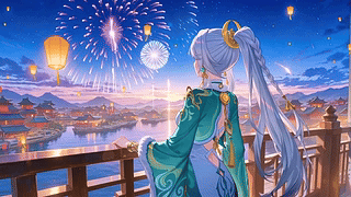 夜景烟火兹白