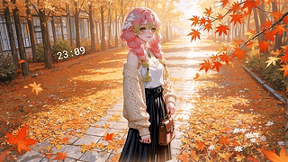 秋日枫林少女