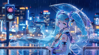 赛博雨夜miku