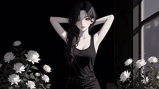 纯色系长发女孩