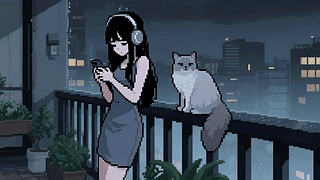像素动画-窗台少女