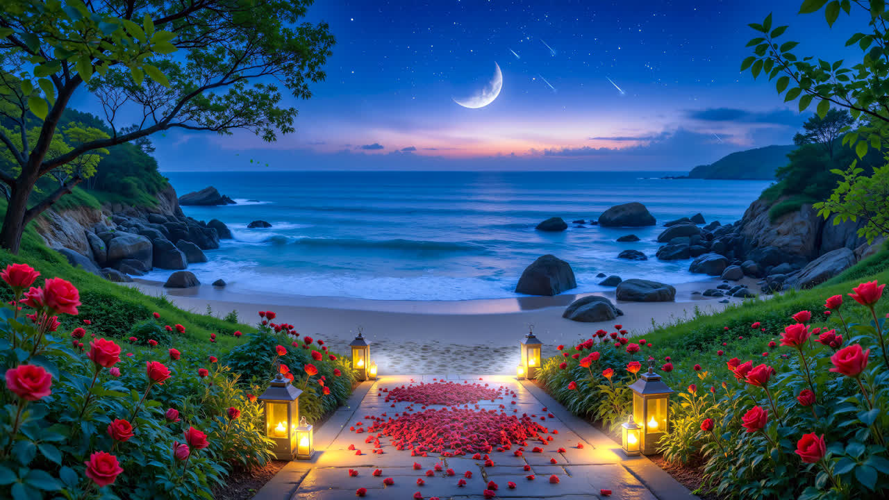 夜景沙滩