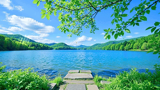 护眼湖畔风景