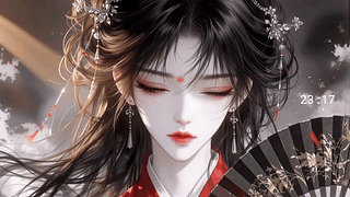 黑发红妆古风美女