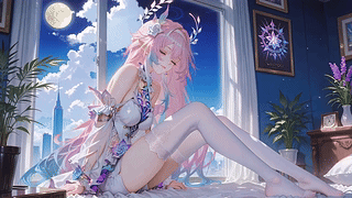窗边白丝粉毛少女昔涟