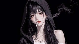 暗调长发酷飒女孩