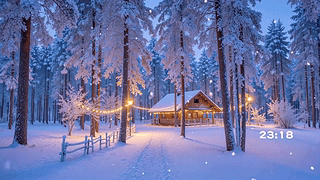 雪林温暖小屋