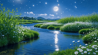 护眼夜月映溪