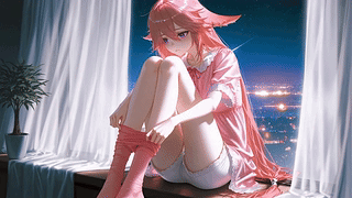 夜窗-粉毛少女