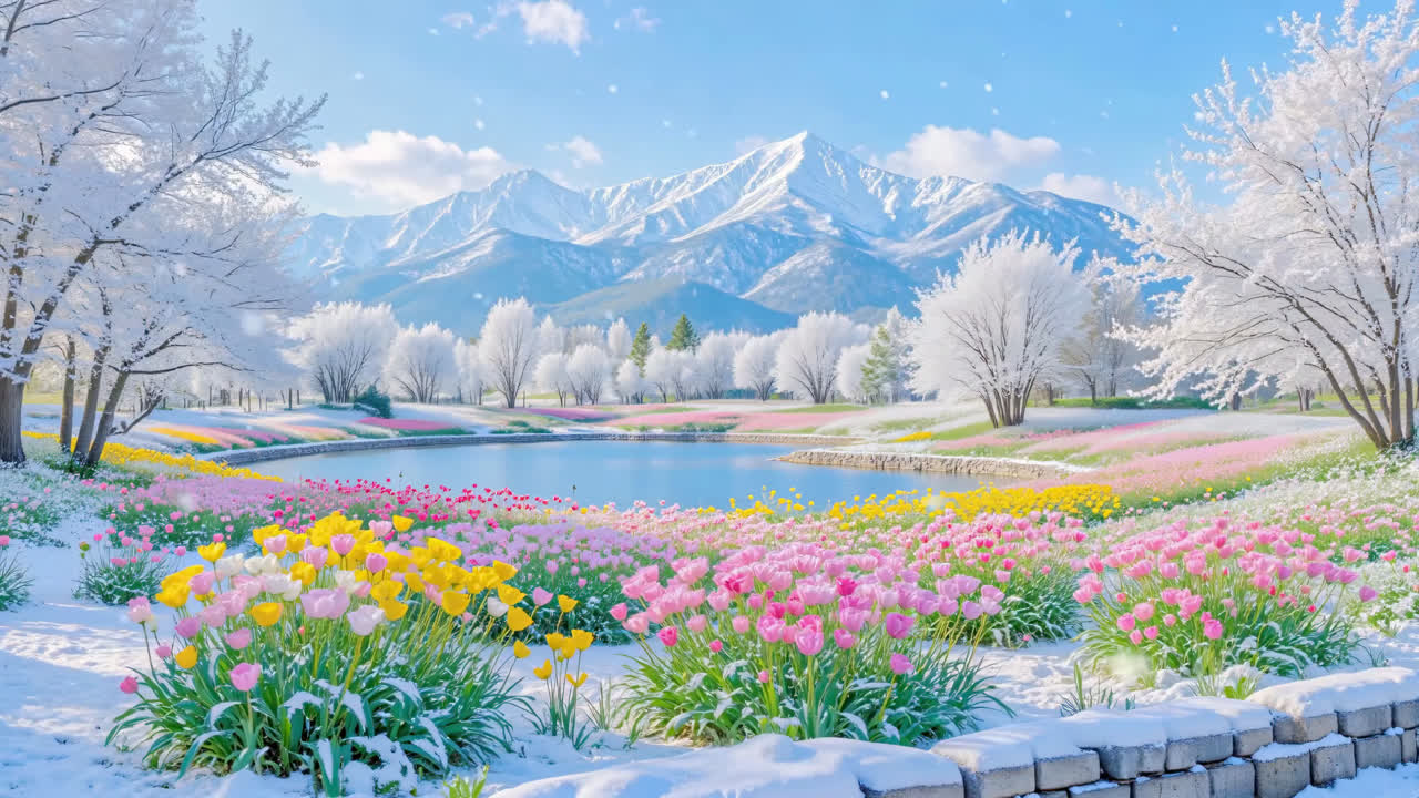 护眼晴空雪山花海