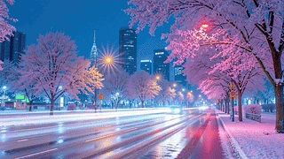 雪夜繁华都市