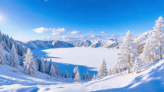 护眼晴天冬日雪山