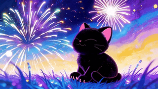 小黑猫的烟火夜晚