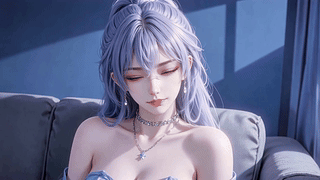 蓝发气质美女
