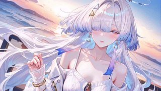 白毛海边女孩.莫宁