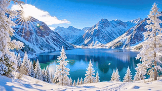 护眼晴天雪山冰湖