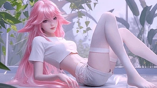 粉毛长腿白丝萝莉 动态壁纸 | 作者：豆子酱edda