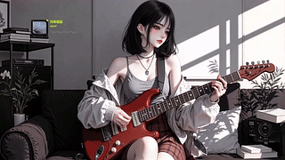 气质短发吉他少女