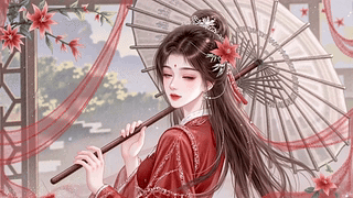 红衣古风清纯少女