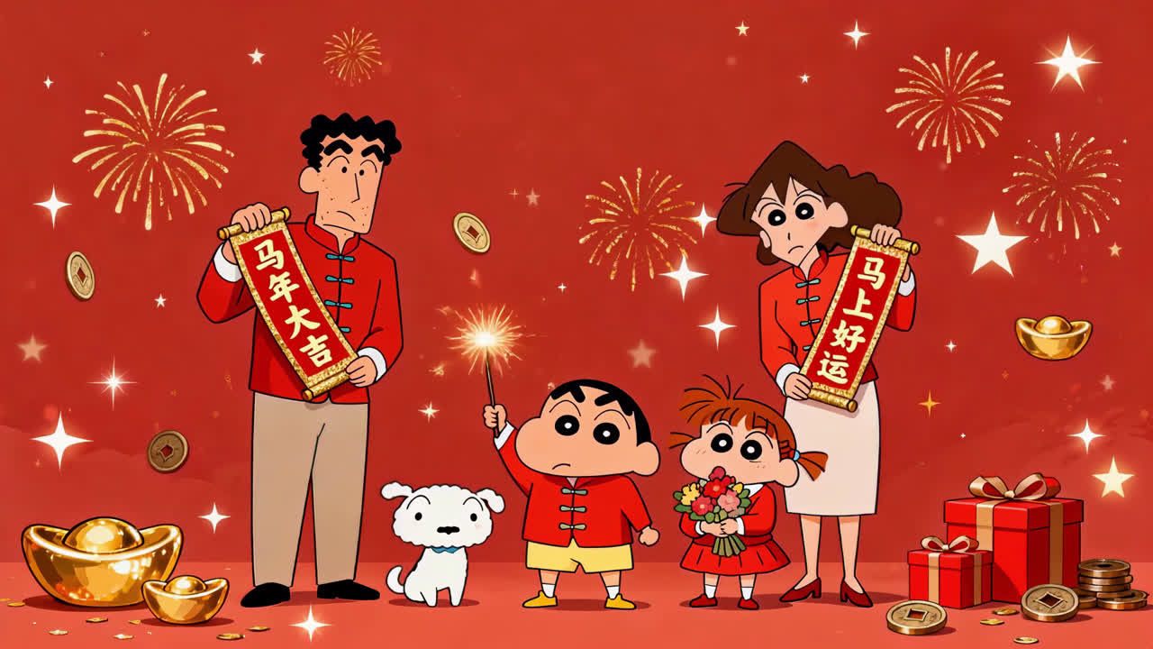 新年小新一家马年祝福