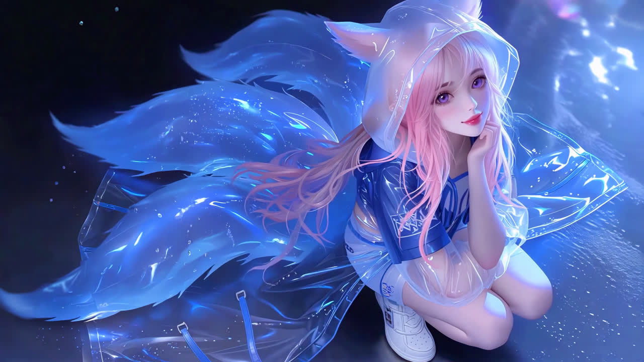 狐尾狐耳粉毛少女