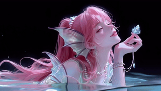 高马尾粉毛人鱼女孩