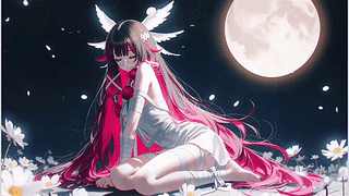 月夜长发女孩哥伦比娅