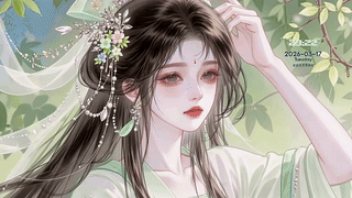 古风青衣甜美女孩